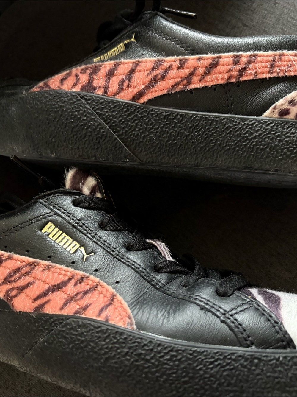 Classic Puma Black Sneakers with Animal Print Collectible